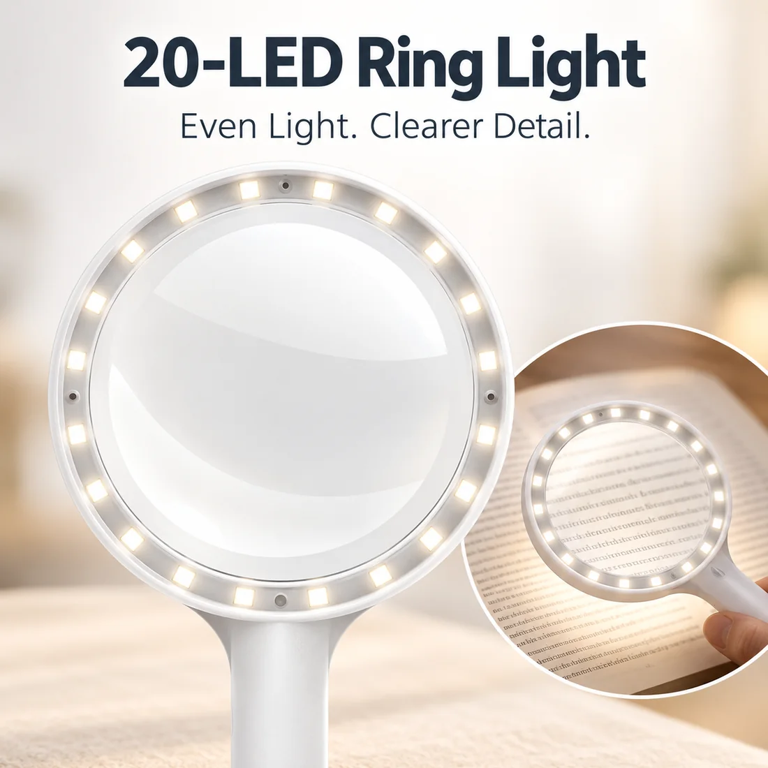 Large-Lens Rechargeable Handheld Magnifier feature guide 2