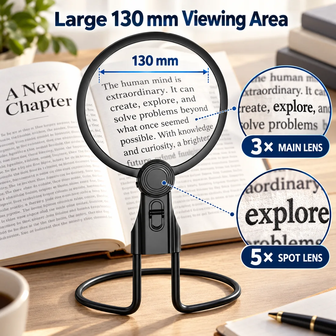3-in-1 Hands-Free LED Magnifier feature guide 2