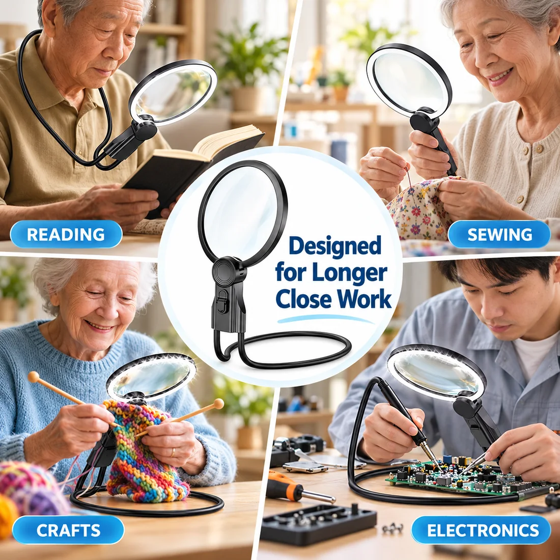 3-in-1 Hands-Free LED Magnifier feature guide 6