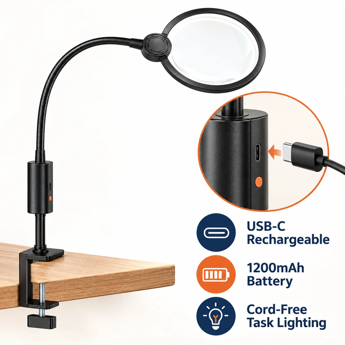 Rechargeable Clip-On Task Magnifier feature guide 5